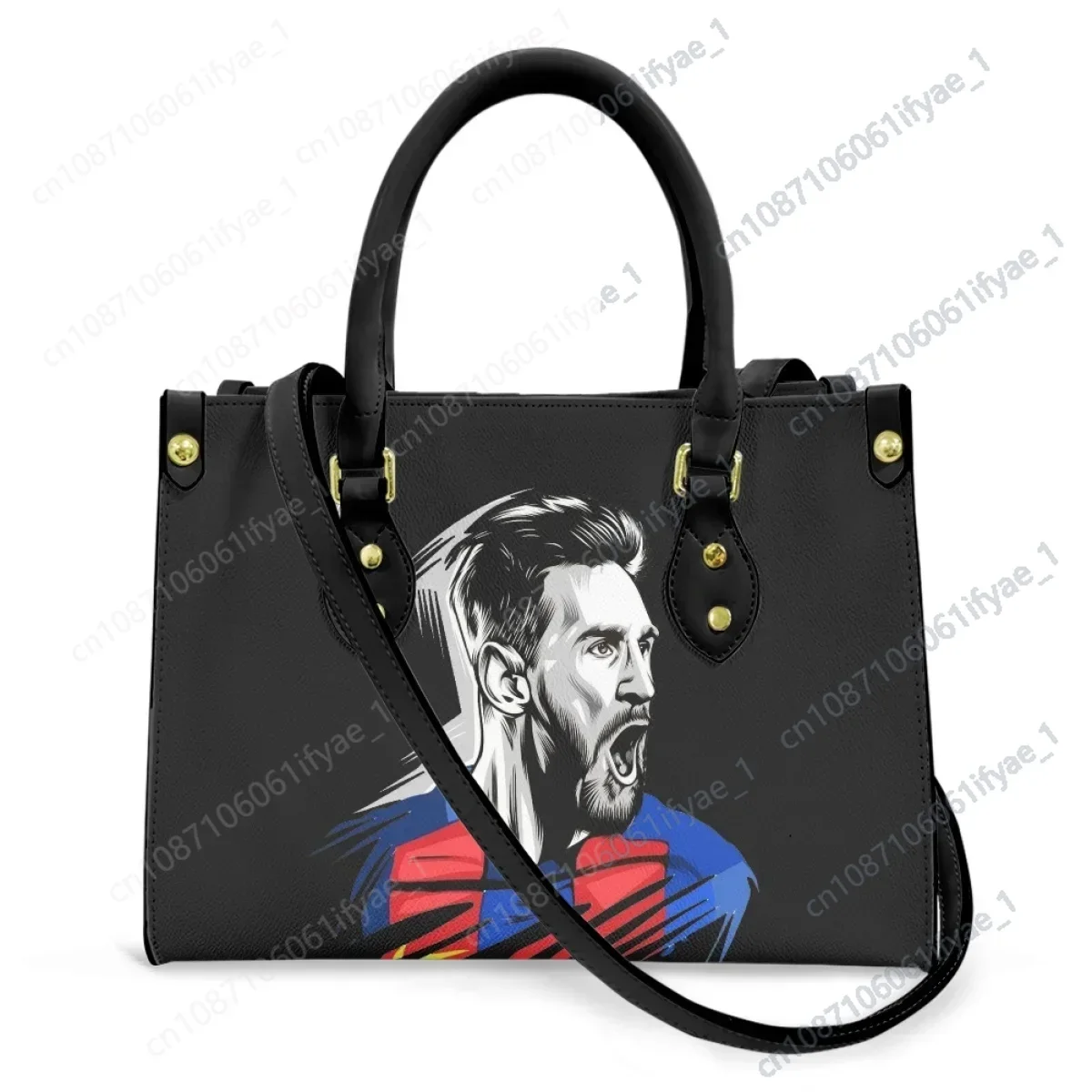 Female Shoulder Bag Football Player Messi Print Large Capacity Brand Designer Handbags Custom DIY Durable Sac A Mains Femme 2023