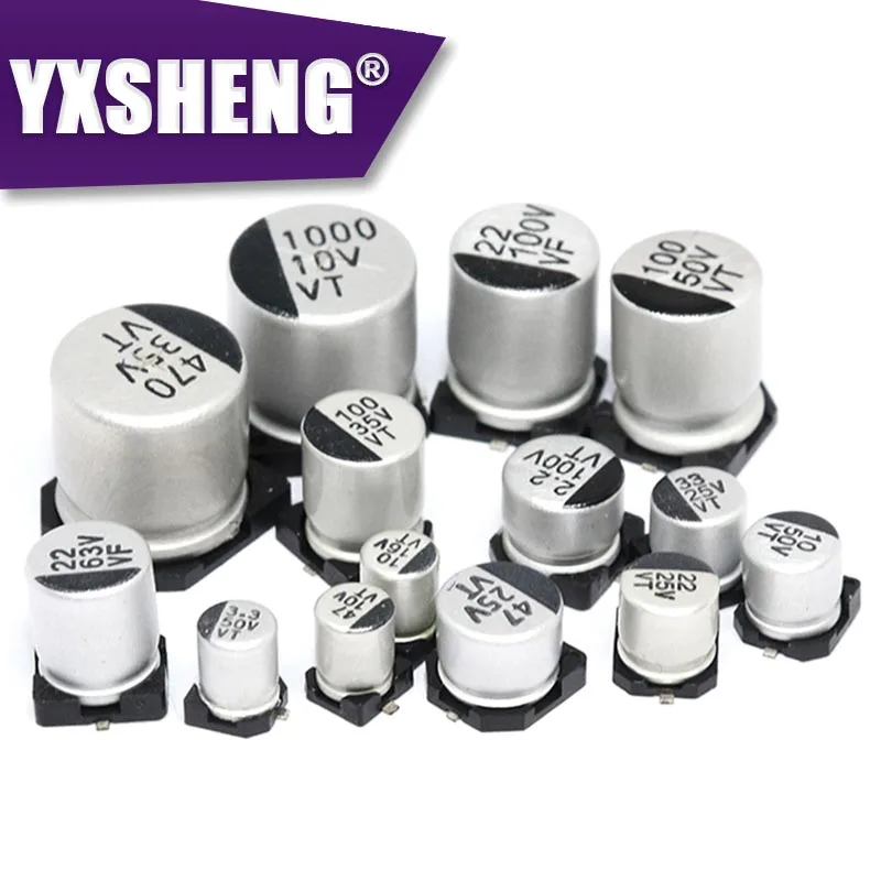 10PCS Aluminum Electrolytic Capacitor SMD 6.3V 10V 16V 25V 35V 50V 63V 1uF 2.2uF 3.3uF 4.7uF 10uF 22uF 47uF 100uF 220uF 330uF