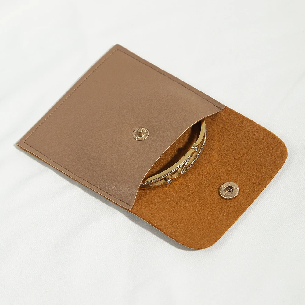 Stylish PU Leather Pouches 5Pcs with Gold Snap Closure for Rings Earrings Necklaces Cosmetics and Wedding Party Gift Wrapping