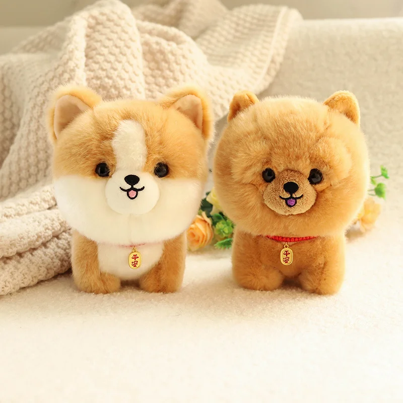 Adorable Famous Dog Shiba Inu Corgi Husky Bichon Plush Toy Simulation Stuffed Soft Puppy Pomeranian Girls Plushie Doll Home Deco