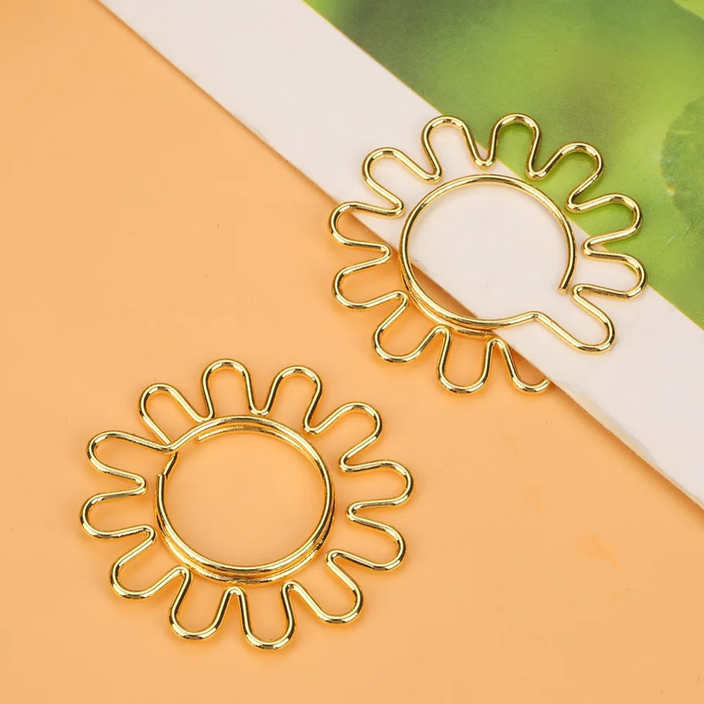 10PCS Clip Box Sunflower Sunflower Paper Clips 1.2 in Diameter Gold Bookmark Clips Cute Paperclip Bookmarks Office Supplies
