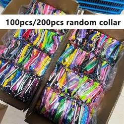 100-200pcs Wholesale Cat Collar Adjustable Bow Pet Collar For Small Dogs Footprint Cats Collar With Bell Design Necklace Chain