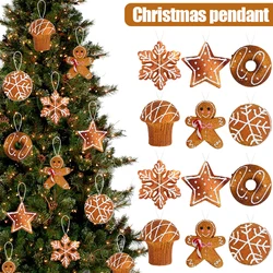 Christmas Tree Pendants Snowflake Gingerbread Man Foam Ball Hanging Ornaments 2024 Christmas Decoration For Home New Year 2025