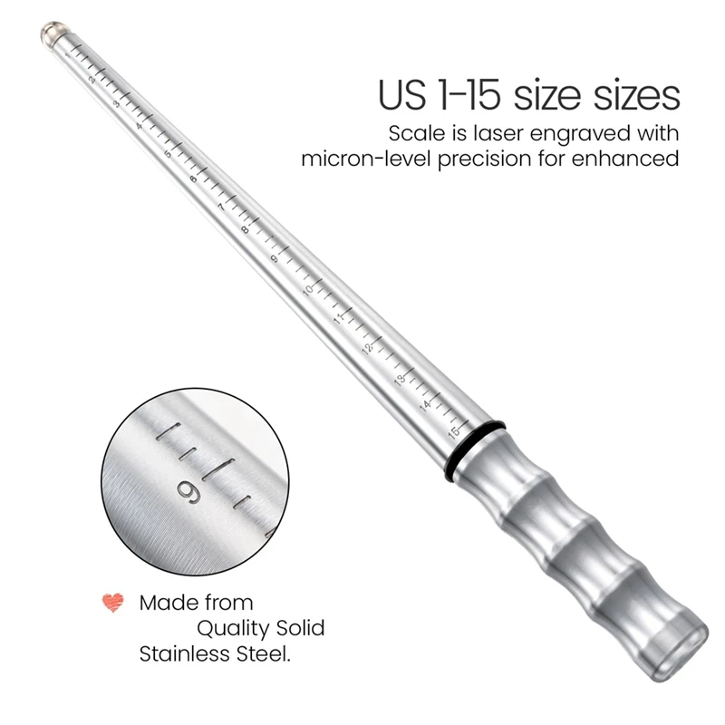 TOP Ring Sizer Madrel Pro, Stainless Steel Solid Ring Mandrel For Ring Measurer And Repair Distorted Ring