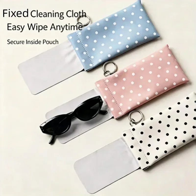 1pcs Polka Dot Shrapnel Glasses Bag Wallet Portable Hanging Bag Glasses Sunglasses Storage Bag Soft Rubber Color Random.