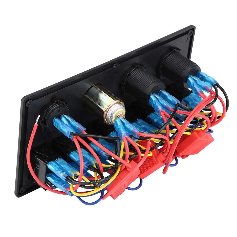 8 Group Marine Rocker Switch Panel Waterproof LED Toggle Switch With Lamp With Fuse Circuit Breaker Protection Control Mounting