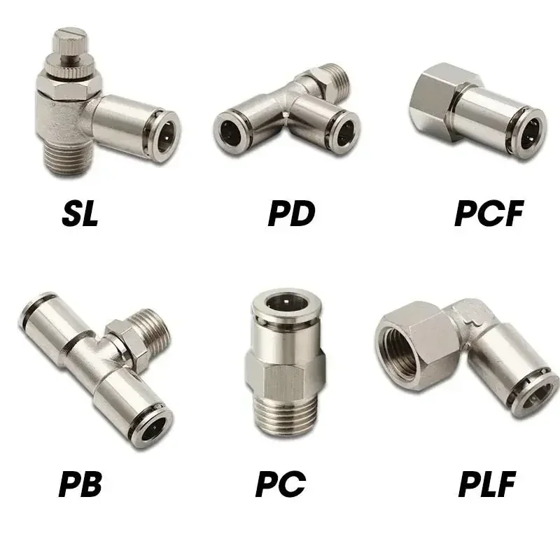 

Pneumatic Connectors BSPT M5 1/8'' 1/4'' 3/8'' 1/2'' Male Nickel Plated Brass Push In Quick Connector Release Air Fitting