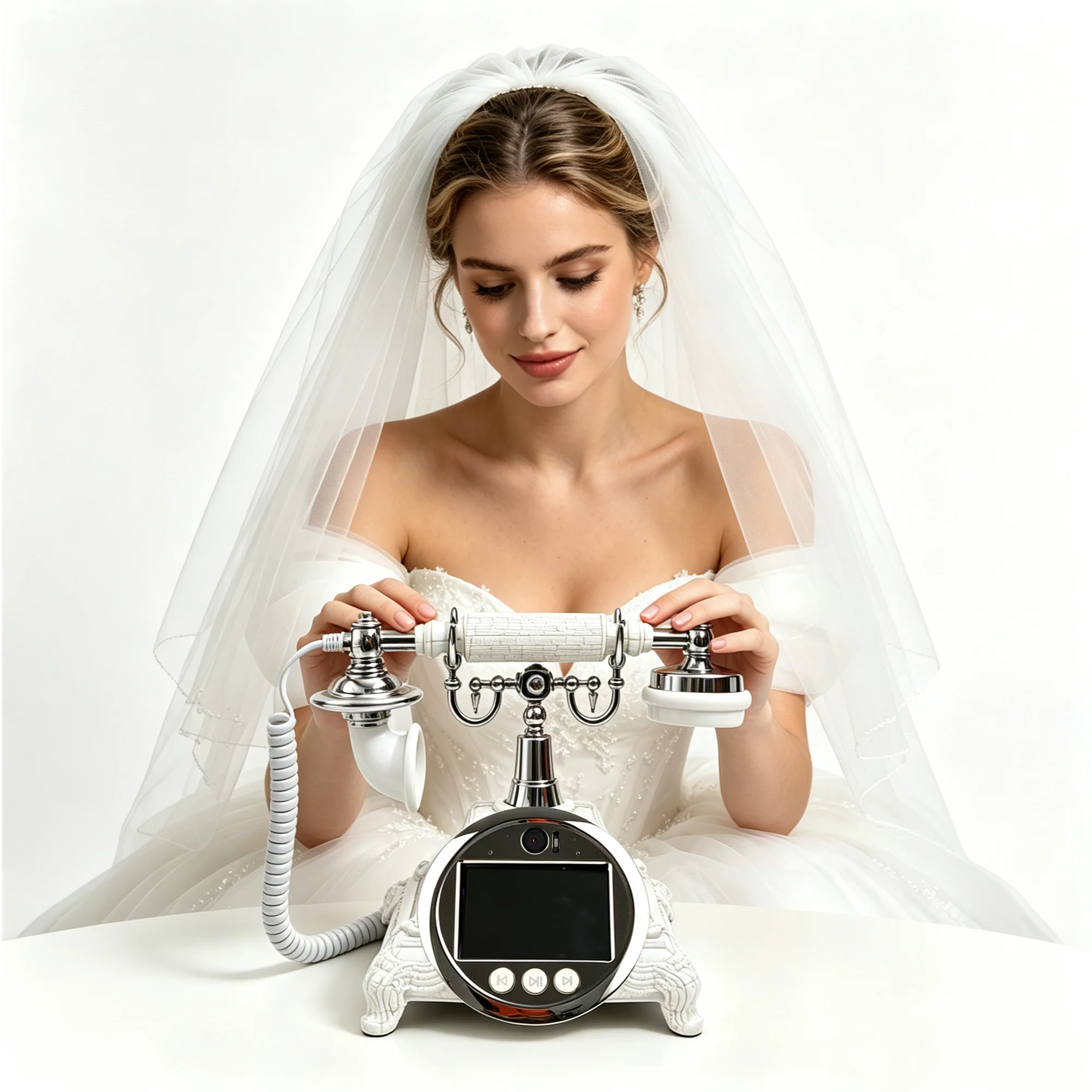 Video Guestbook Wedding Phone Unique AV Guestbook Phone for Weddings Banquet Guest Video Sign-in Telephone Party Wishes Video
