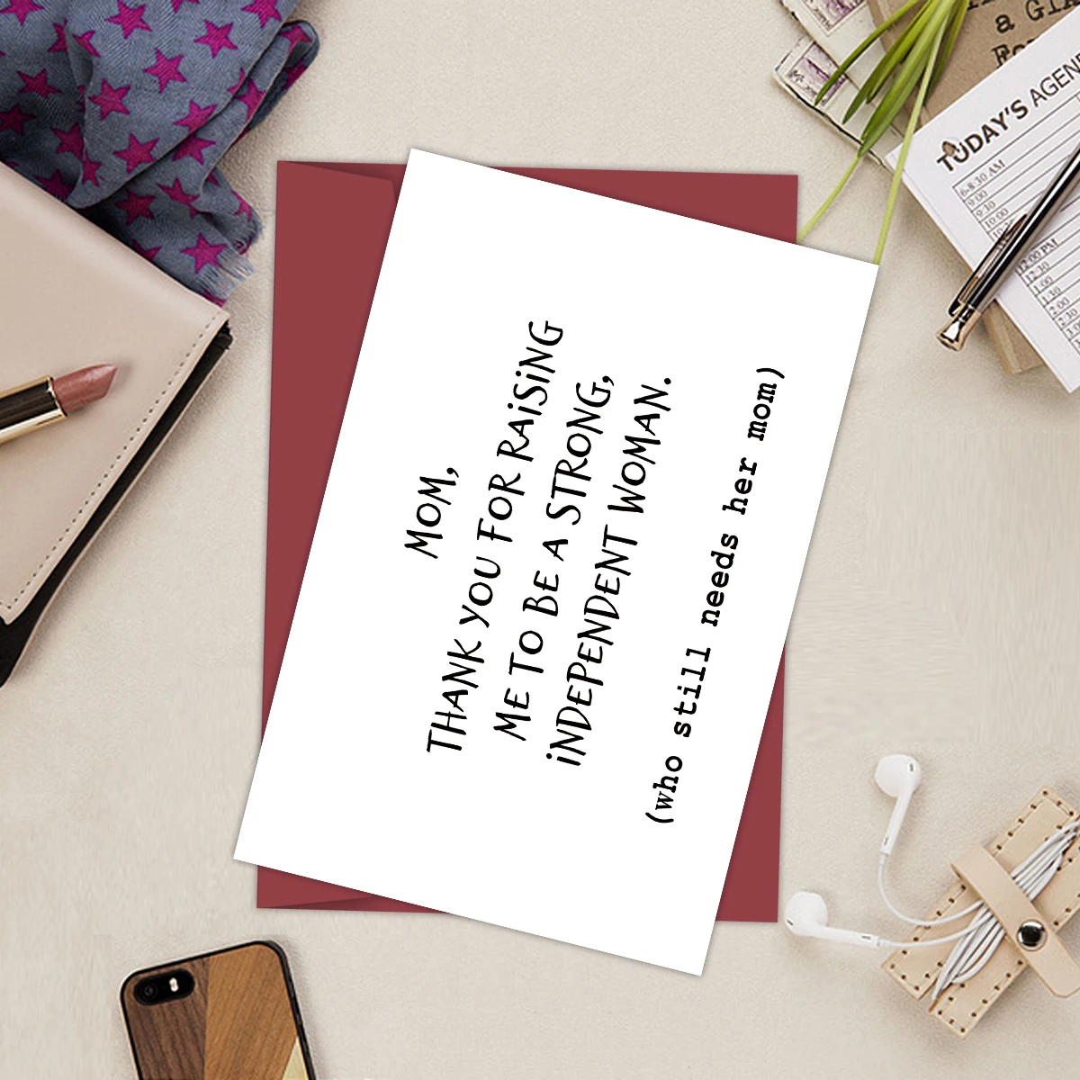 1PC, Card For Mom, Thank You For Raising Me To Be A Strong Independent Woman, Birthday Card For Mom, Mothers Day Gift Card