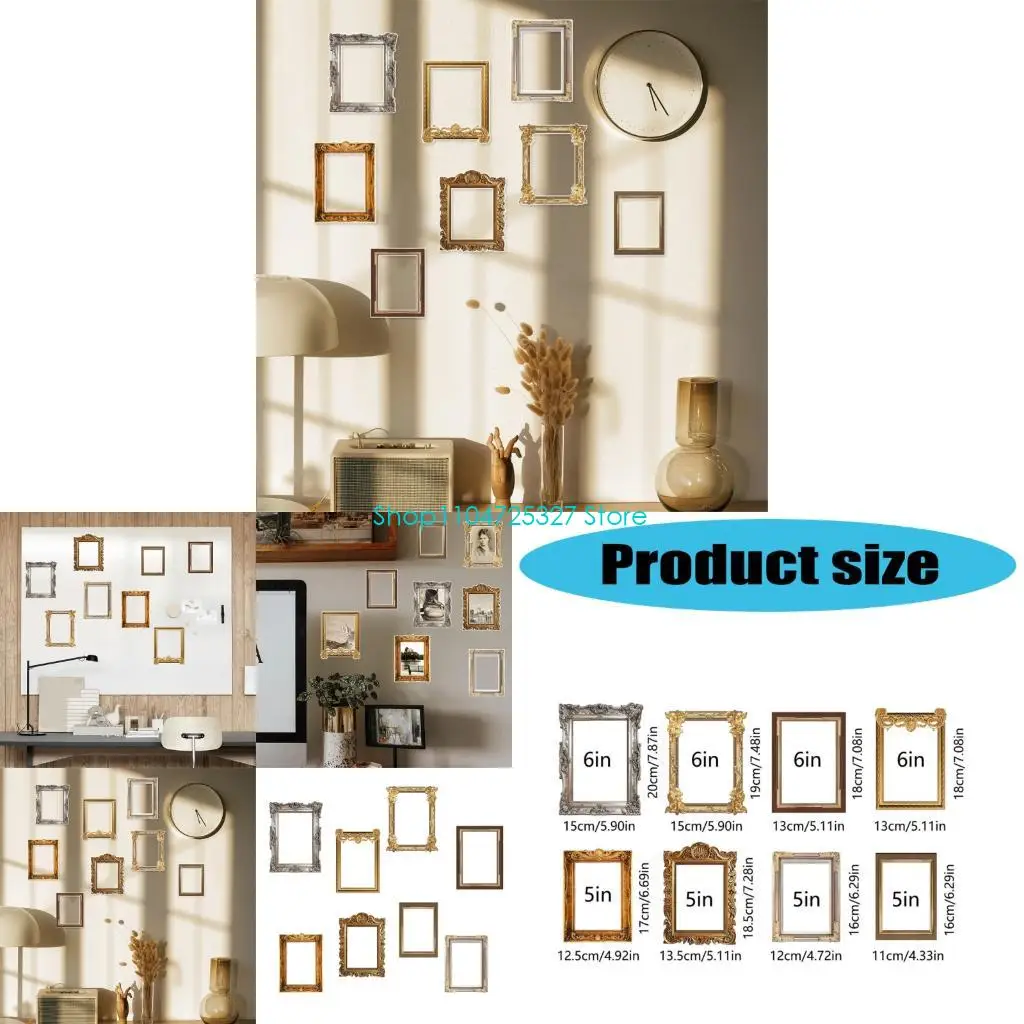 D8KF Vintage-Rahmen-Randaufkleber, selbstklebender PVC-Wandaufkleber, abnehmbarer Wandkunst-Randaufkleber für Wohnzimmer,