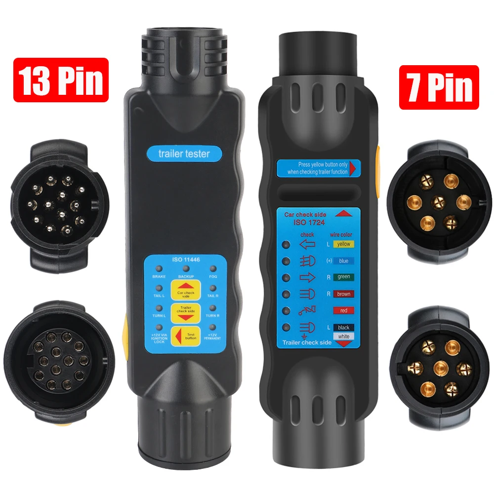 7pin 13Pin Adapter Socket 12V Trailer Tester Wiring Circuit Light Test Car Taillights Turn Signals Illumination Diagnostic Tools