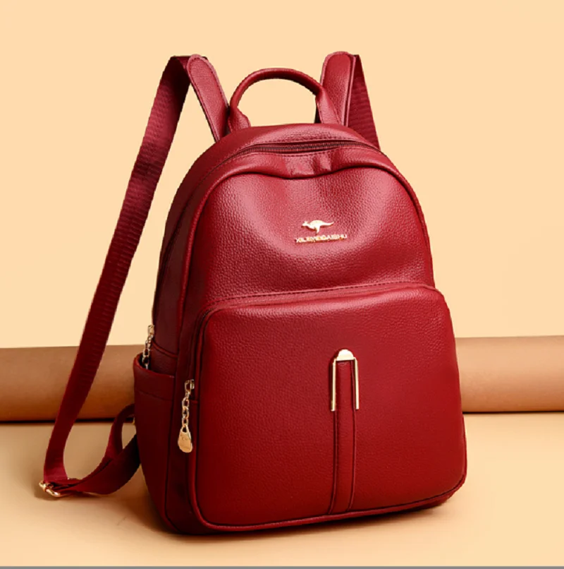 New Women's High Quality Leather Travel Double Shoulder Bags Korean Fashion Large Capacity Backpacks School Bag Crossbody Totes