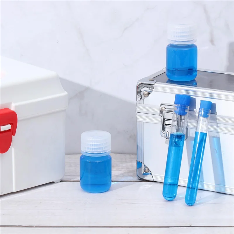 12개 알약 병 샘플 병 넓은 입구 시약 병 플라스틱 나사 캡 샘플 용기