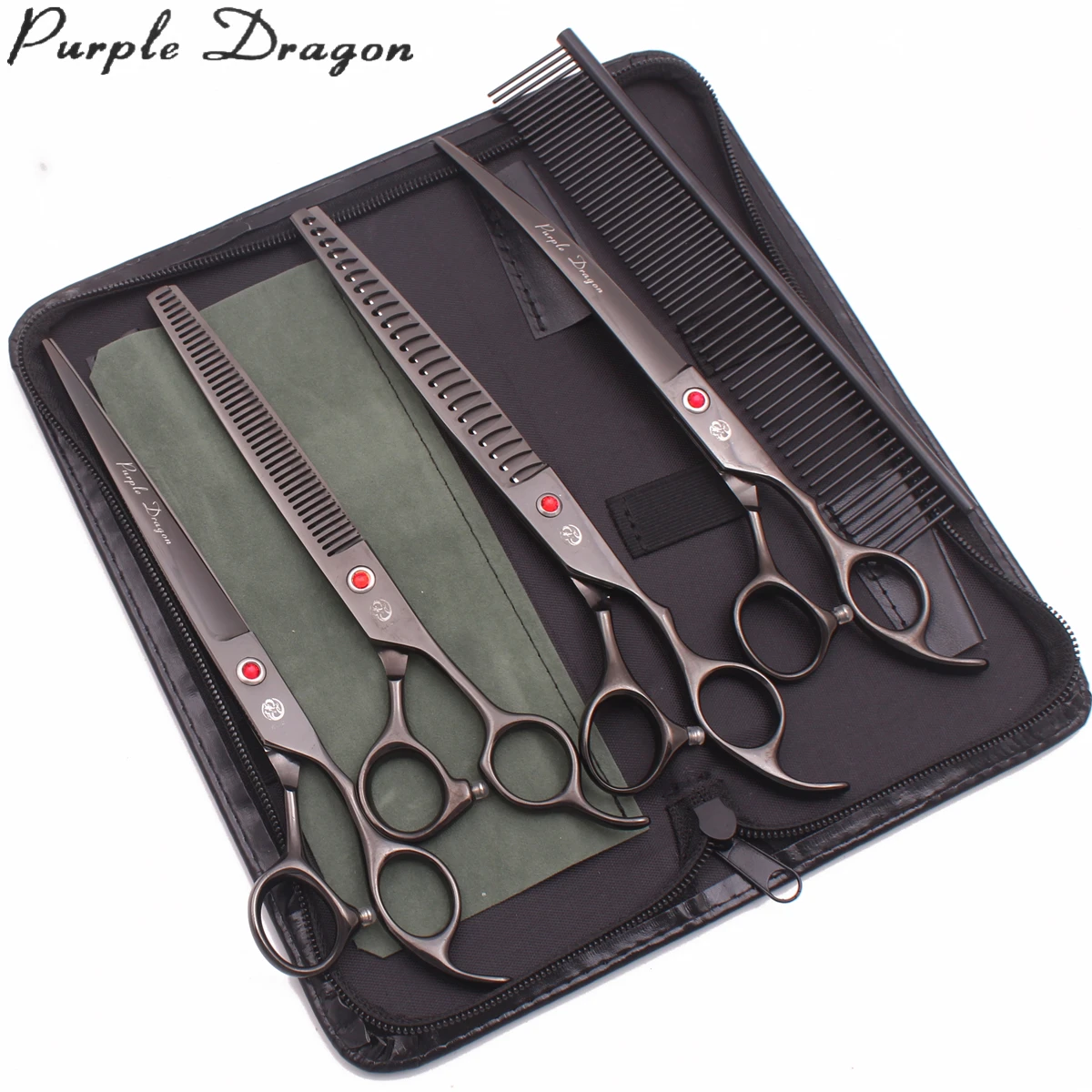 

Scissors for Dogs 8" Purple Dragon Japan 440C Pet Grooming Scissors Chunker Shears Dog Thinning Shears Curved Add Case Z3005