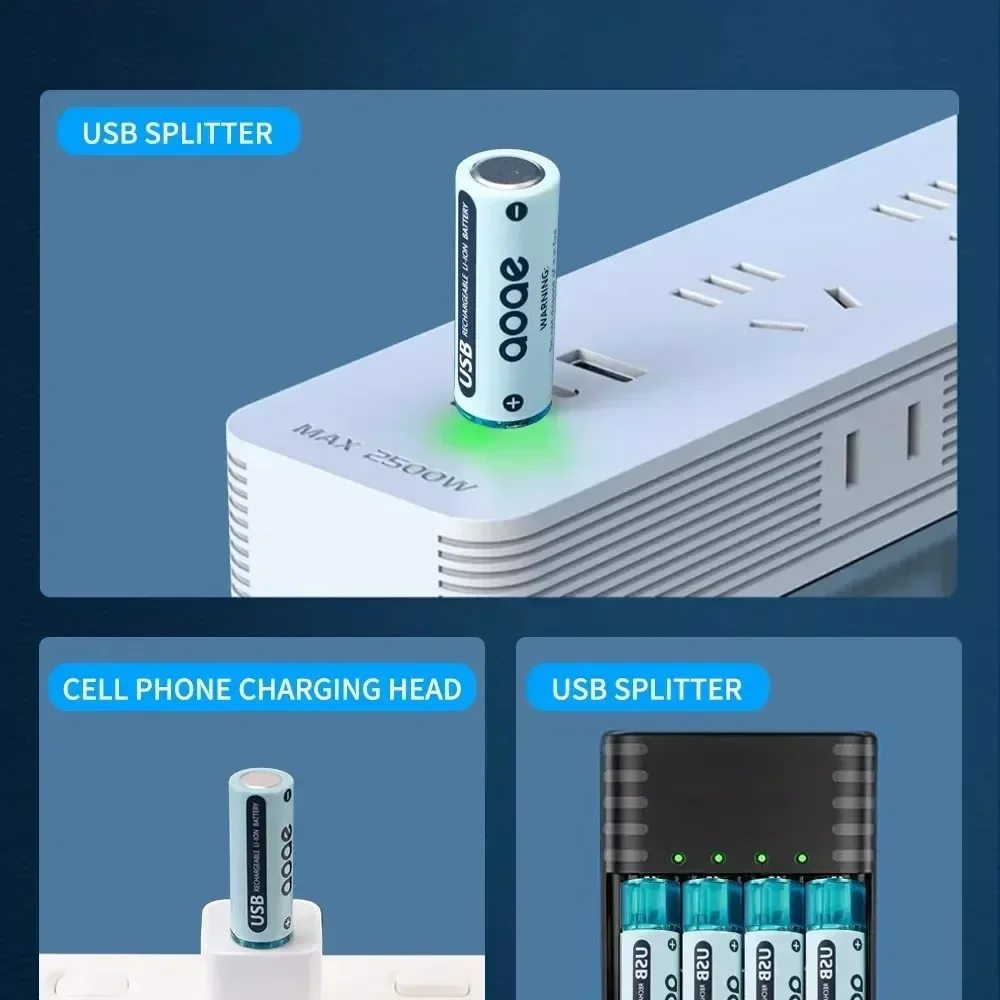 2700mWh 1.5v AA rechargeable battery USB lithium battery for Remote Control Mouse Small Fan Electric Toy pilas 1 5v recargables