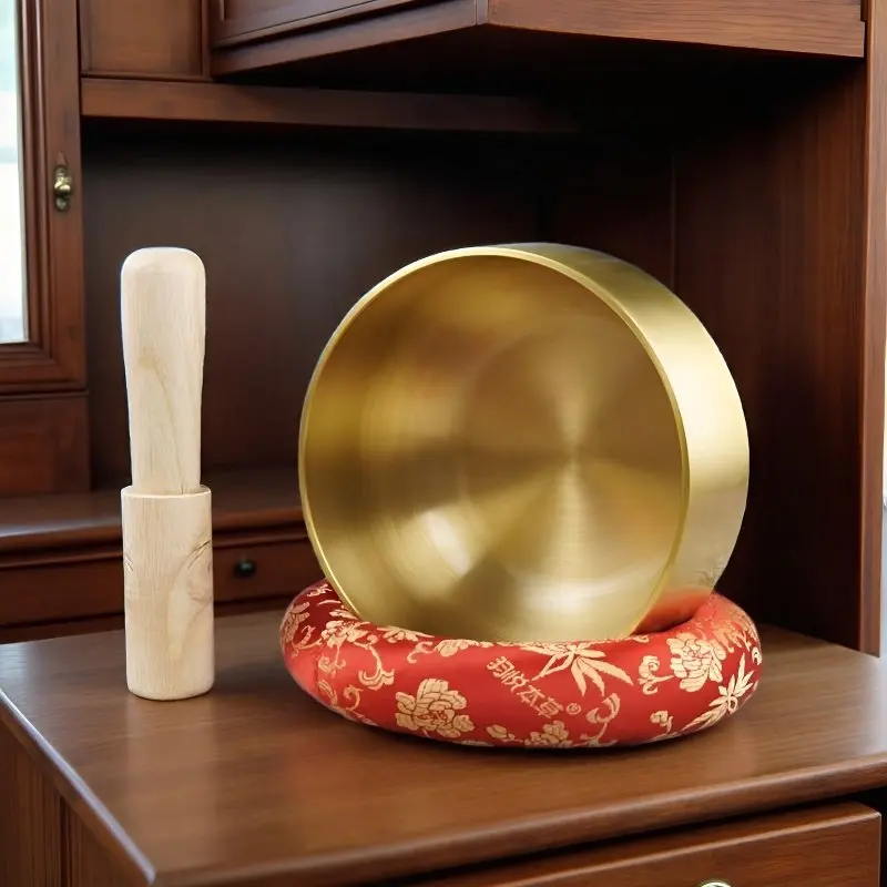 

Медная поющая чаша в китайском стиле для домашнего использования, медный колокольчик для храмов и буддийских святилищ, для подношений.