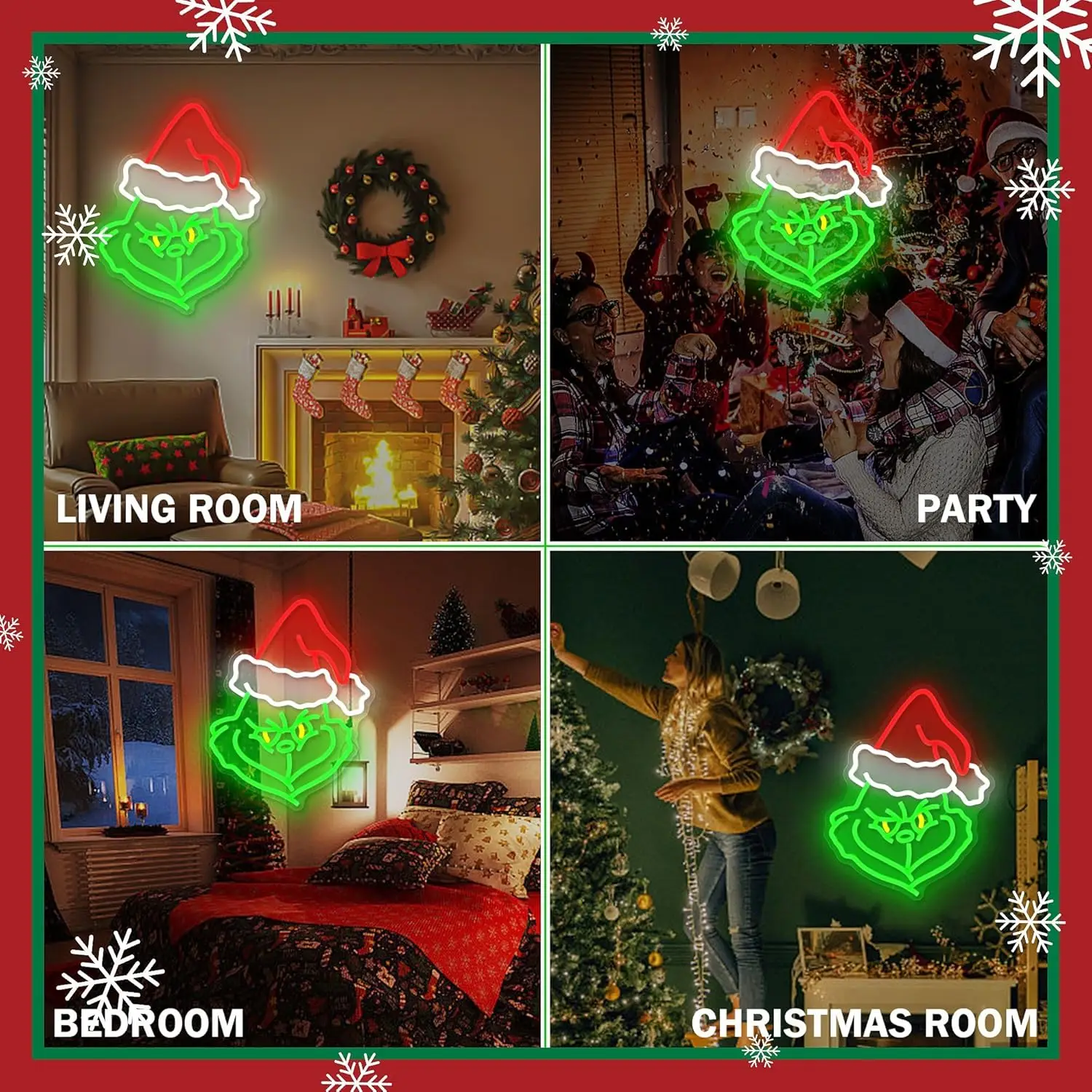 Christmas Neon Sign Cartoon Dimmable LED Signs for Wall Light Up Signs for Home Party Neon Wall Light Decor Xmas Gift 5/12V