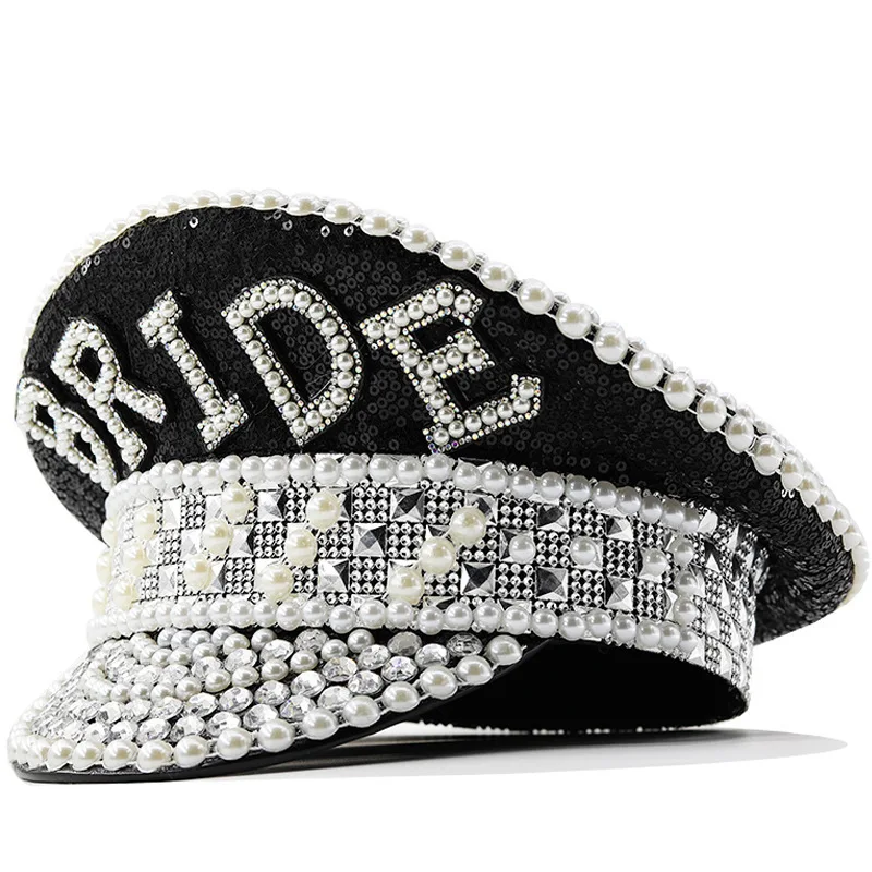 レディース-ラウンドパール-スパンコール-コスプレ帽子-仮装パーティー-パンク-ヒップホップ-ステージパフォーマンス-ブライダルハット