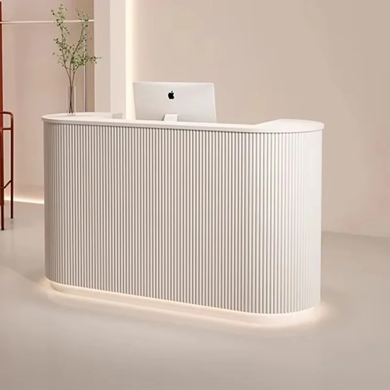 Bureaux de réception classiques éclairés, bureaux de réception de Salon de luxe nordique minimaliste, meubles de Bar de beauté blancs