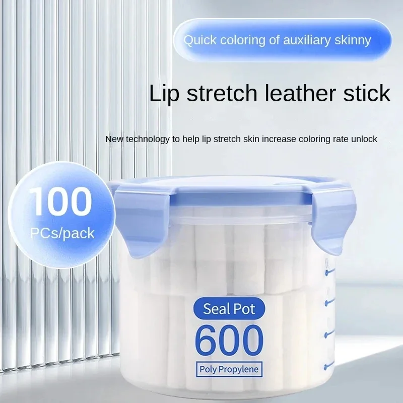 Disposable Lip Embroidery Skin Stretching Cotton Sticks with Can Permanent Makeup Lip Tattoo Blush Recovery PMU Tools