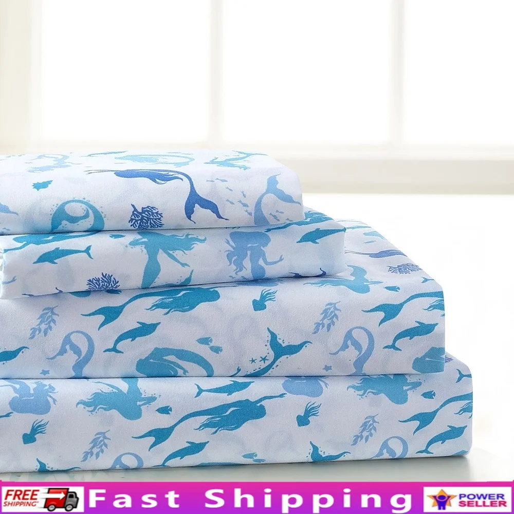 

3-Piece Twin Mermaid Dance Microfiber Sheet Set Hypoallergenic Soft Breathable Lightweight Machine Washable Sensitive Skin