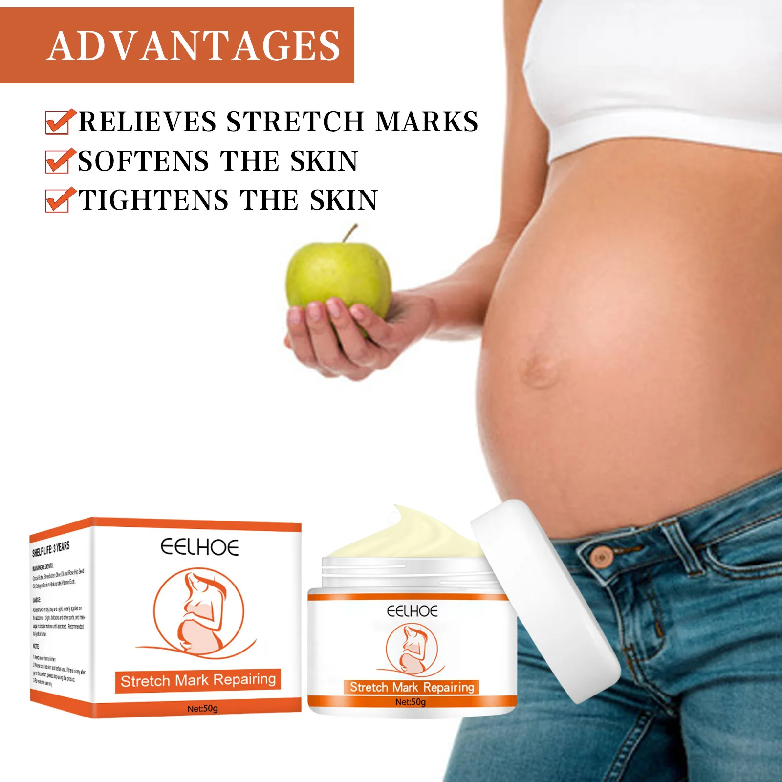 

EELHOE Skin Repair Cream 50g, Body Moisturizer for Dry Rough Skin, Smoothing Nourishing Cream for All Skin Types