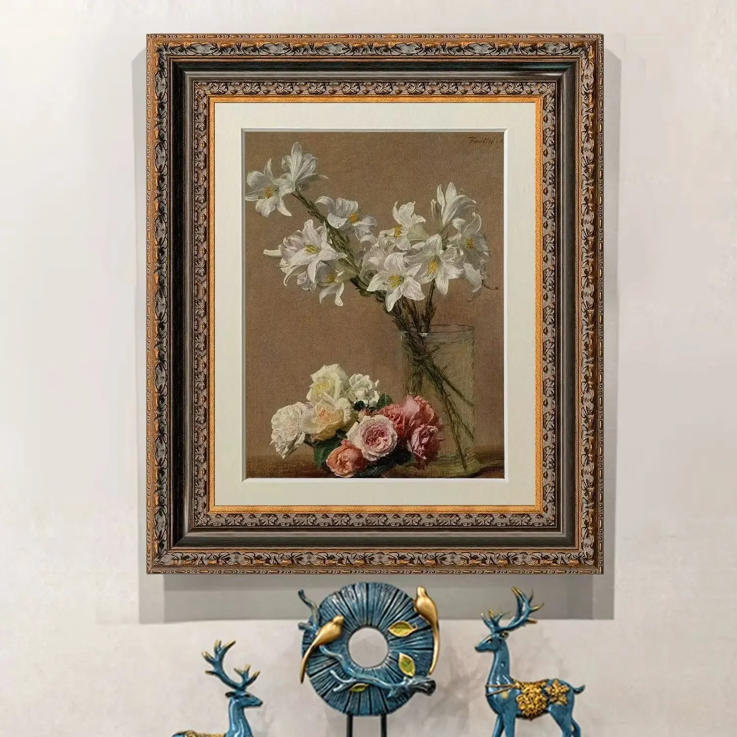 Melard Aesthetic Vintage Wood Frame Warm Brown Ornate Oil Painting Frame Classical Solid Wood Wall Decor Antique Gallery Decor