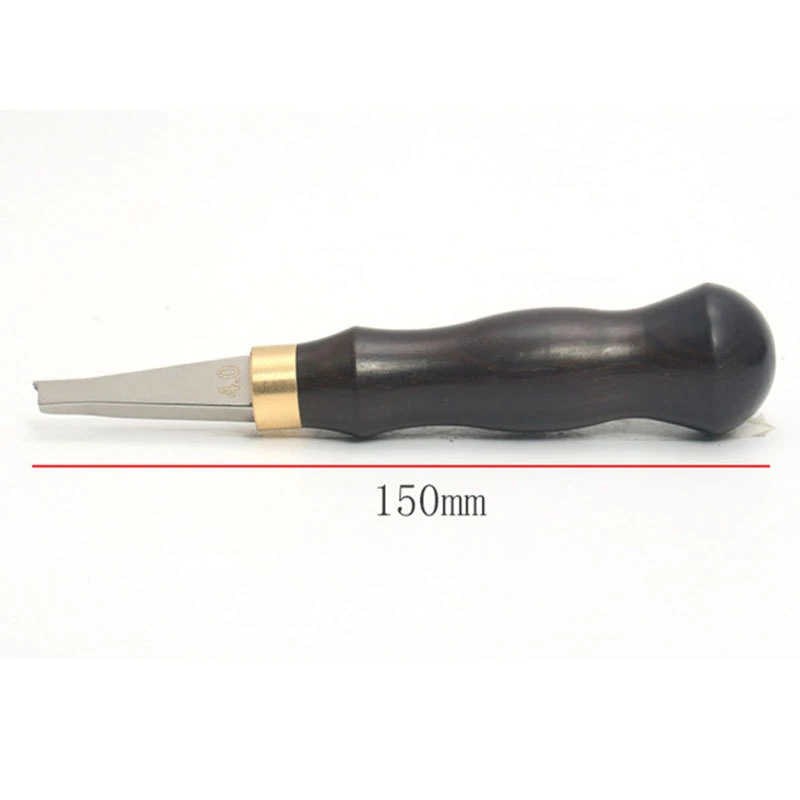 1PC Professional Leather Craft Hand Tool 2.0-5.0mm Wood Handle Edge Shallow Groove Creasing Tool for Crafting