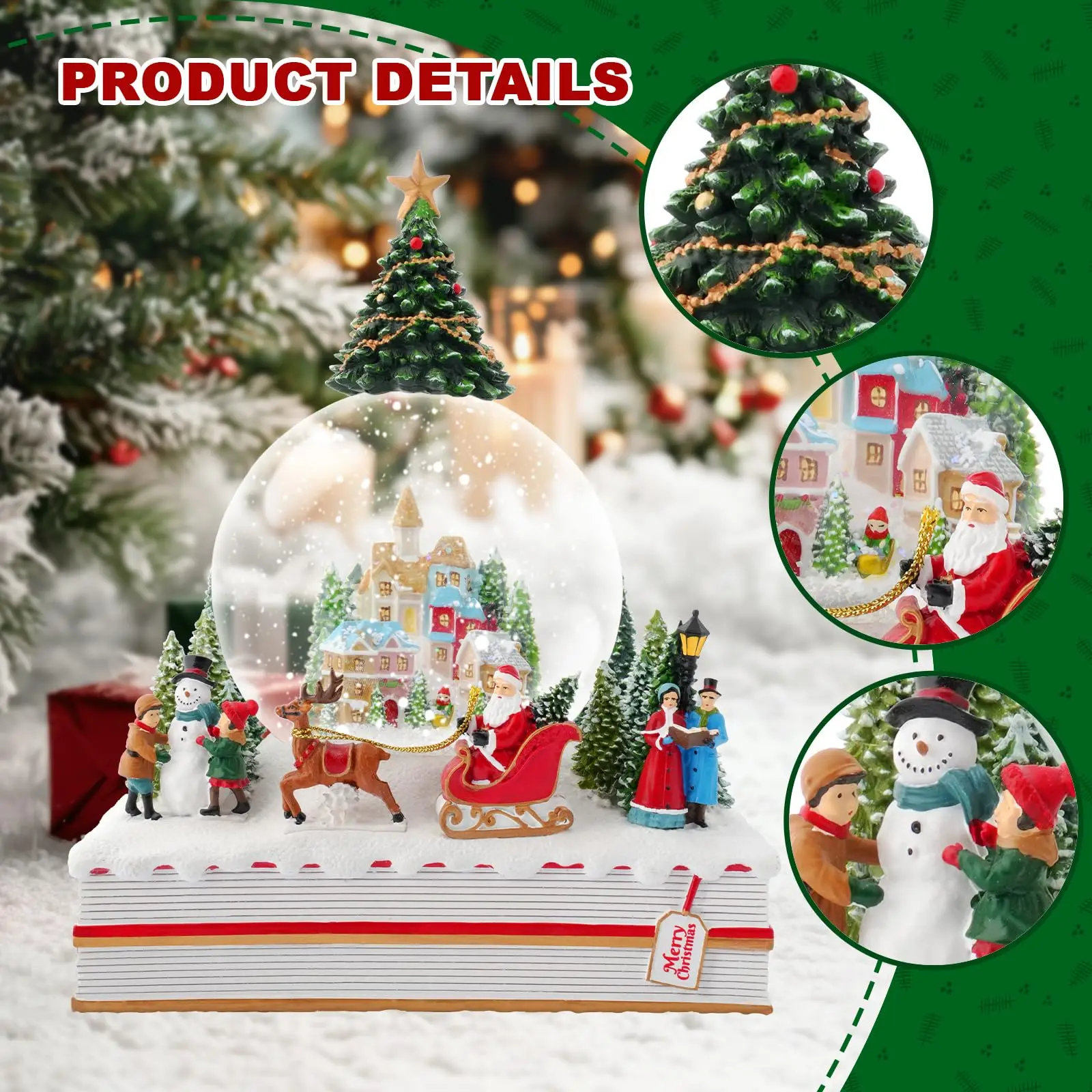 Christmas Snow Globe Musical Snowball Crystal Ball Xmas Holiday Decor 120MM