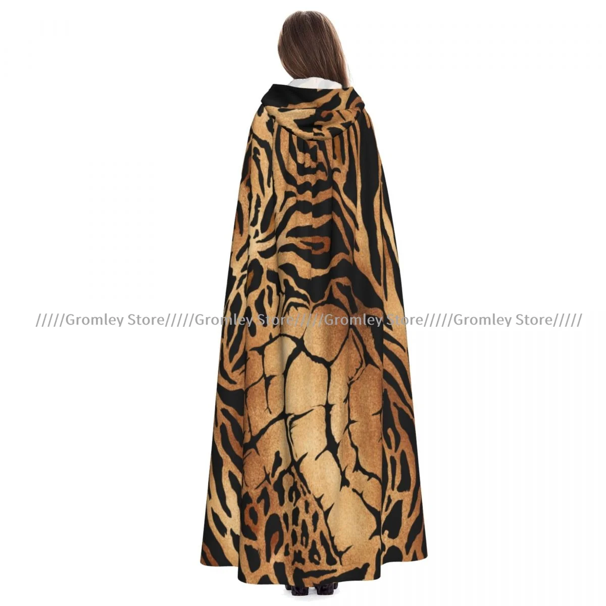 

Tiger Leopard And Crocodile Skin Witch Cloak Halloween Cosplay Costume Adult Unisex Cloak Retro Ages Cape