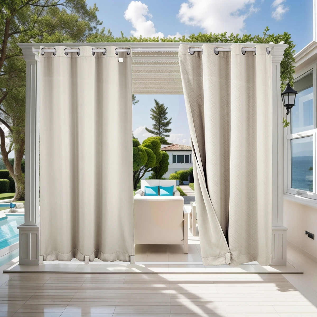 

Bedroom Blackout Curtains Upgrade Outdoor Super Soft Thermal Insulation Curtains 3d Embossed 100% Waterproof Patios Curtains