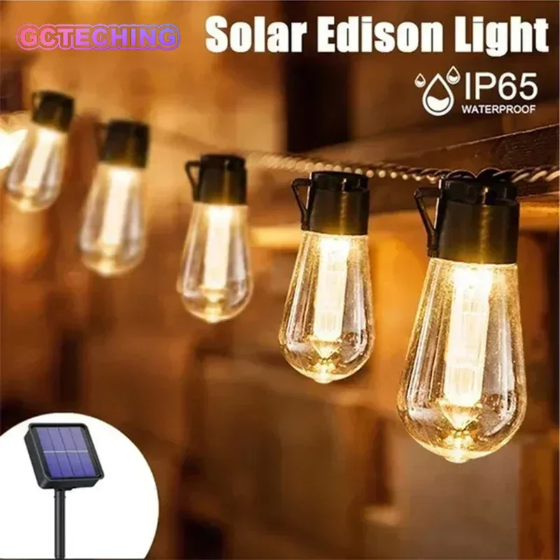 String Lights Outdoor Garland Connectable Shatterproof Waterproof Plastic LED Bulb Dimmable Patio Garden Decor Fairy Lighst