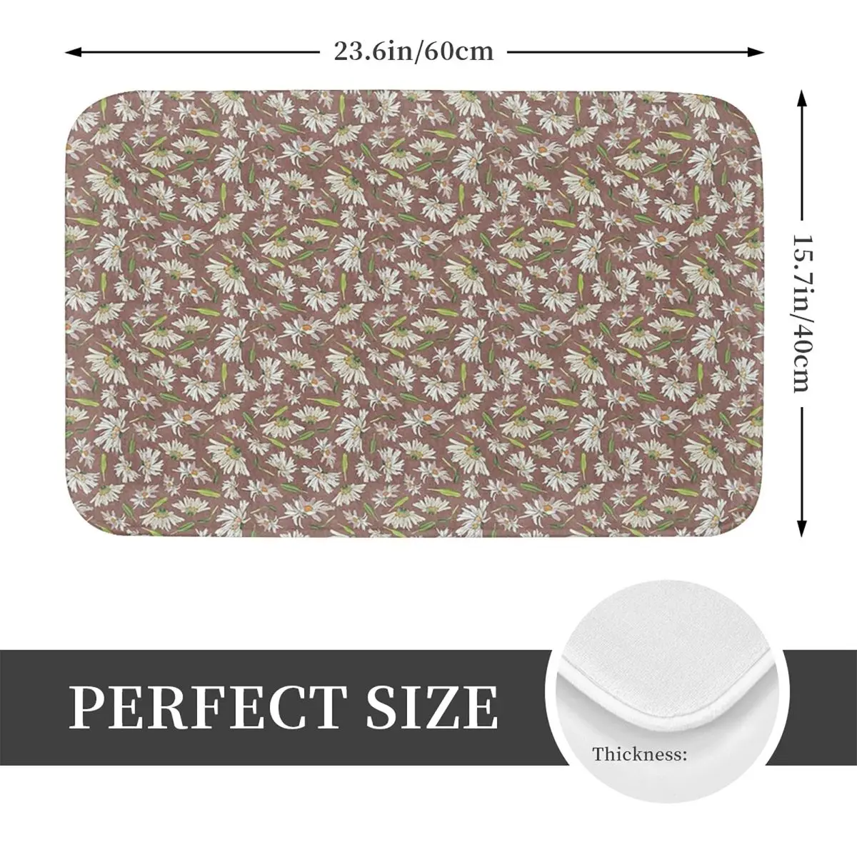 Scattered Daisies Pattern Anti-slip Doormat Floor Mat Washable Carpet Rug for Kitchen Entrance Home Balcony Footpad Mats