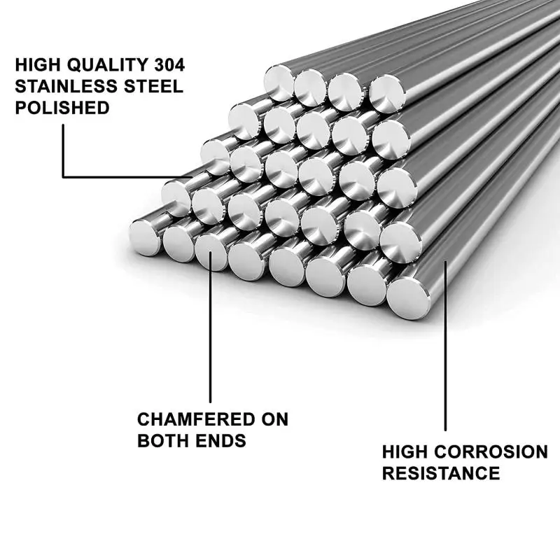 1/5pcs 304 Stainless Steel Rod Diameter 2mm-14mm Linear Shaft Round Rod Ground Rod 125/200/250/330/500mm Long