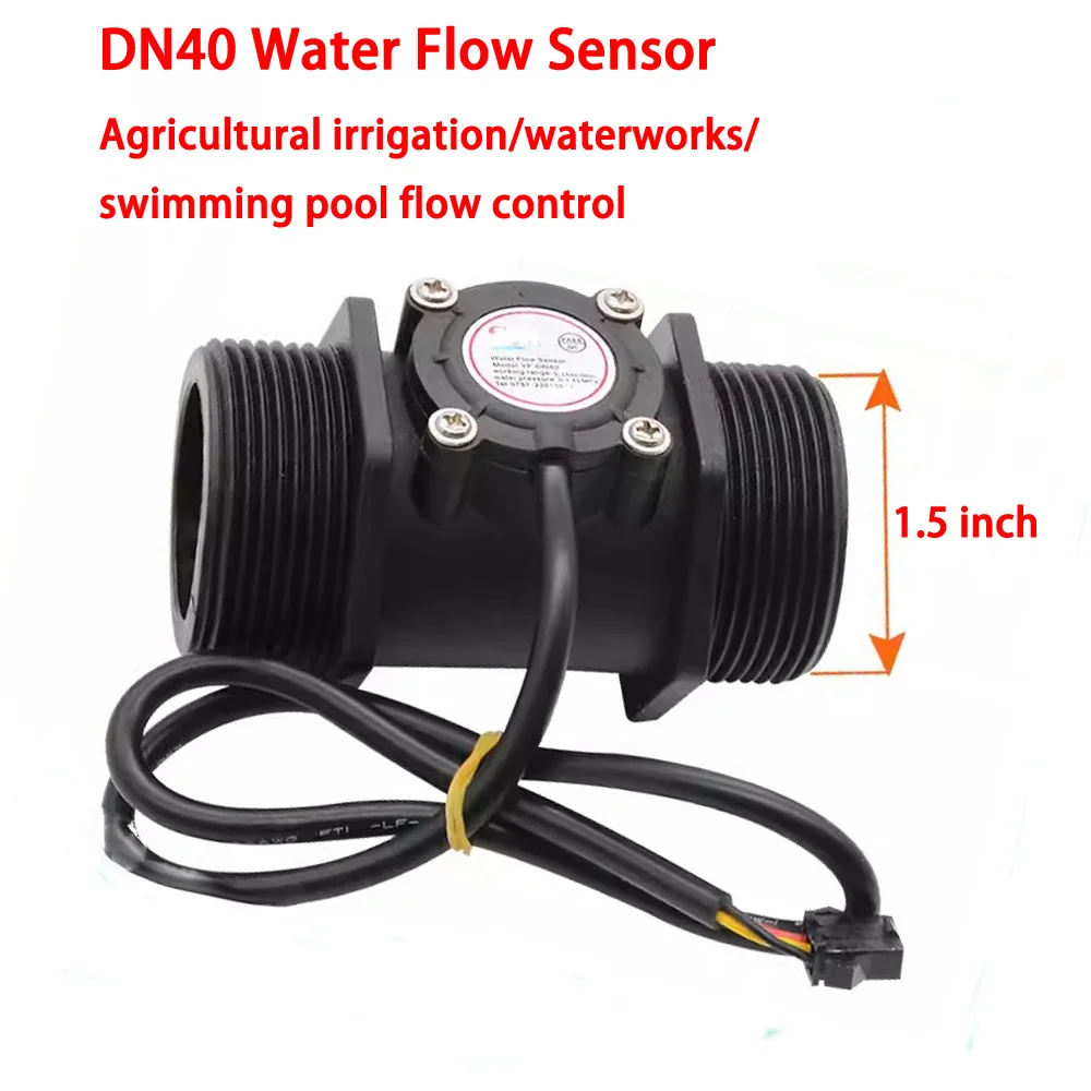 

1Pcs DN40 1.5 inch Turbine flowmeter Water flow sensor Hall flow meter flow rate control 5~150L/Min S201C