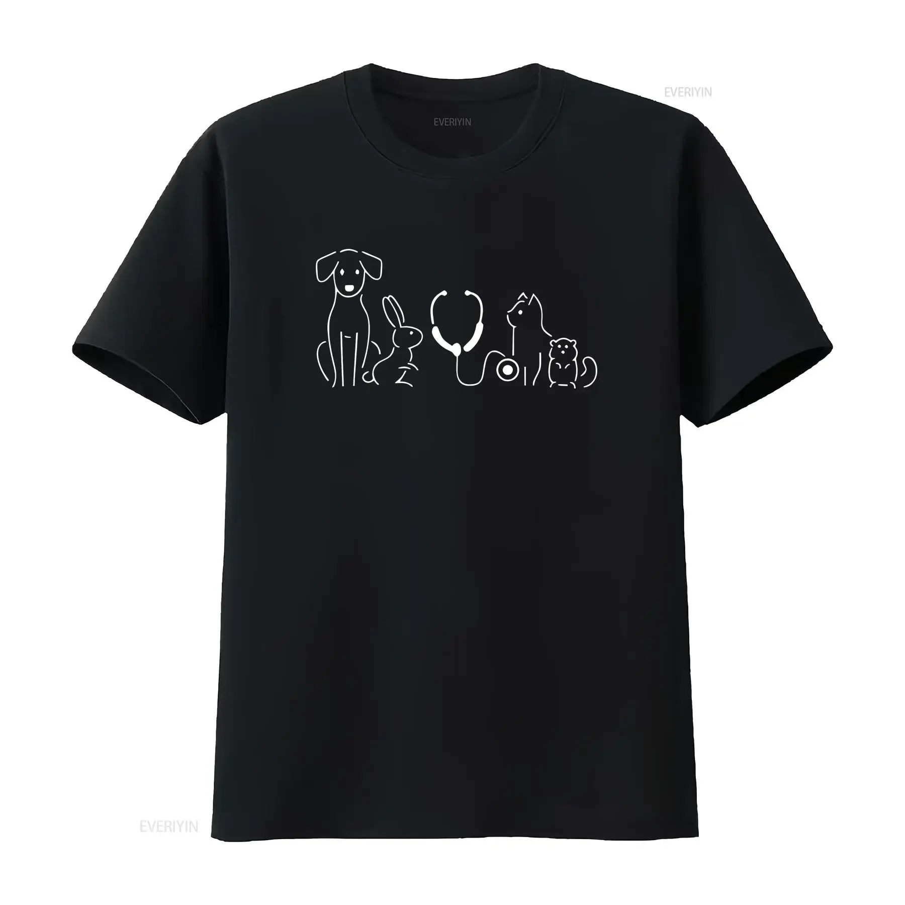 

Cute Animals And Stethoscope T Shirt Veterinarian Vet Tech Funny S vintage Washed graphic Stretched Comfortable streetwear