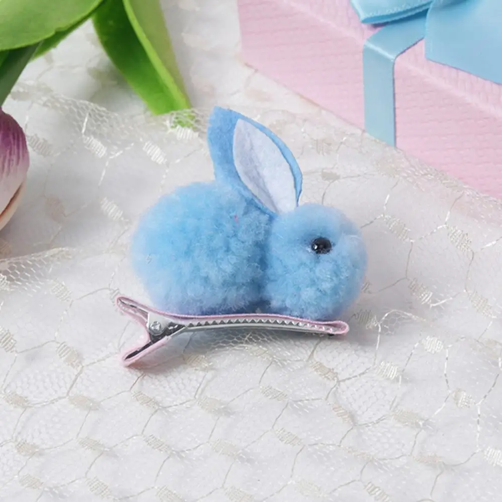 Cute Cartoon Hair Clips Adorable Winter Plush Bunny Hairpins Vivid Color Hair Clips Shape Hair Accessory for Kids Exquisite image 4