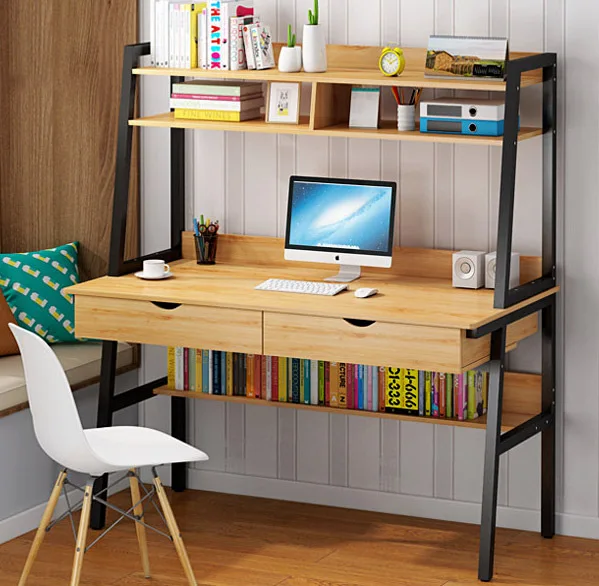 Solid wood children's desk bookshelf combination integrated bookcase with shelf