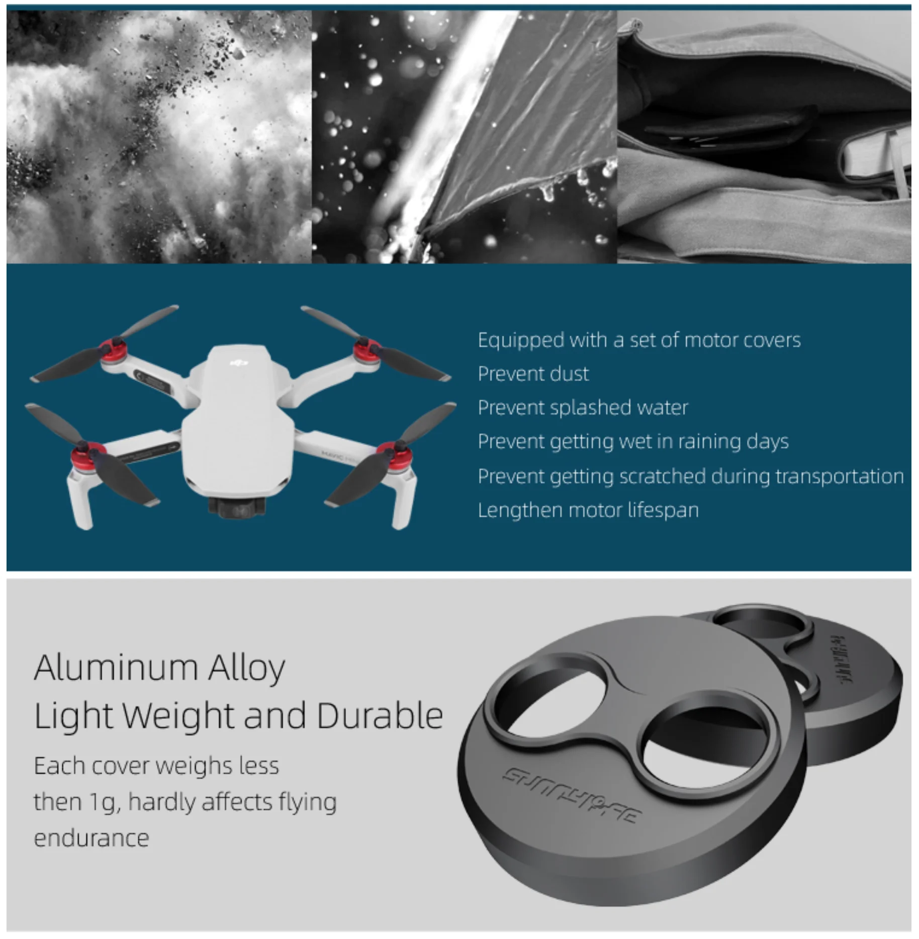 Aluminium Motor Cover Cap Hood for DJI Mini 3 Pro Cover Against Paddles Dust-Proof Engine Protector Heat Dissipation Accessories