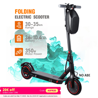 Black 350W Foldable Electric Scooter with Bag for Adults, 30KM Range, APP Support, Foldable Commuter E-scooter