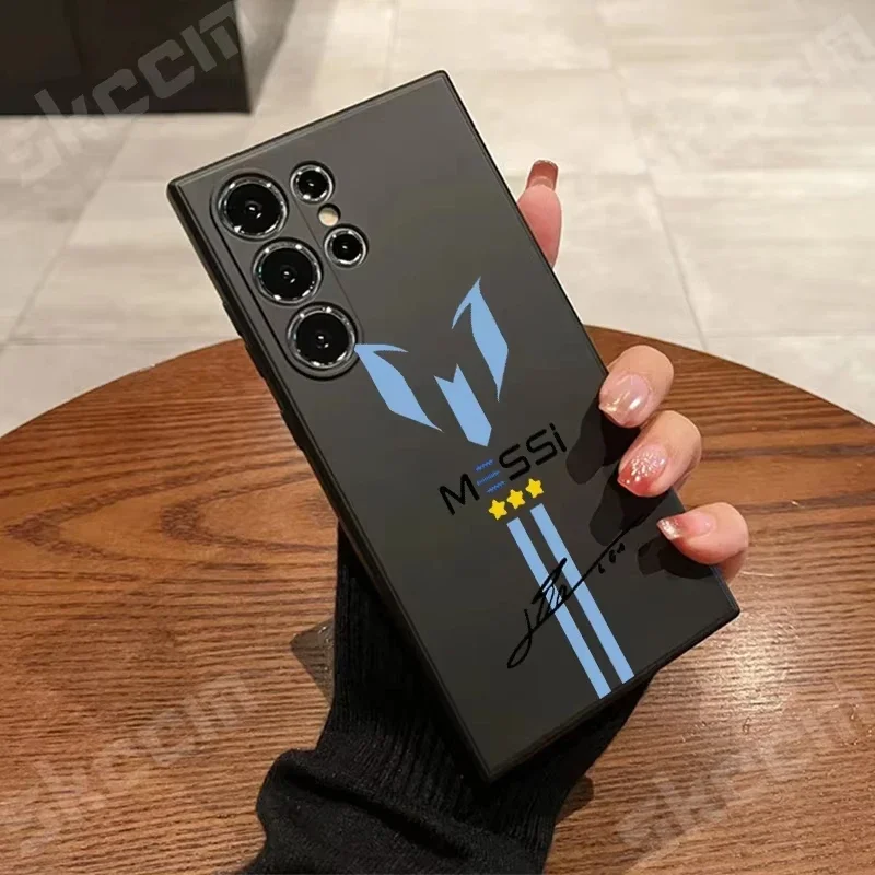ميسي كرة القدم قضية الهاتف لسامسونج غالاكسي S23 الترا S24 زائد S22 S20 FE A15 A35 A50 A51 A54 A55 A71 A72 A73 غطاء