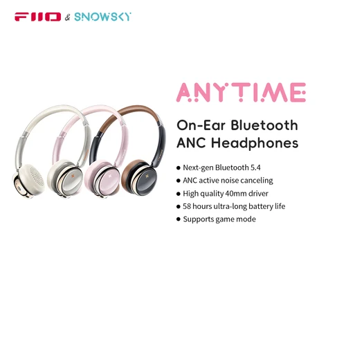 FiiO ANYTIME Bluetooth 5,4 auriculares inalámbricos con cancelación de ruido auriculares Bluetooth auriculares supraaurales inalámbricos de alta resolución con micrófono