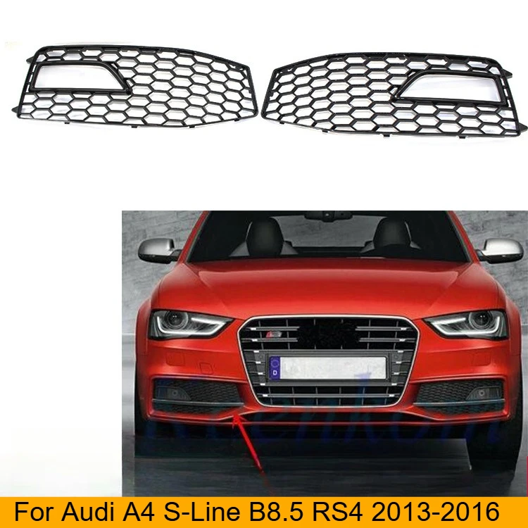 

For Audi A4 S-Line B8.5 RS4 2013 2014 2015 2016 Honeycomb Through Hole Fog Light Frame Car Under Mesh Fog Light Grille