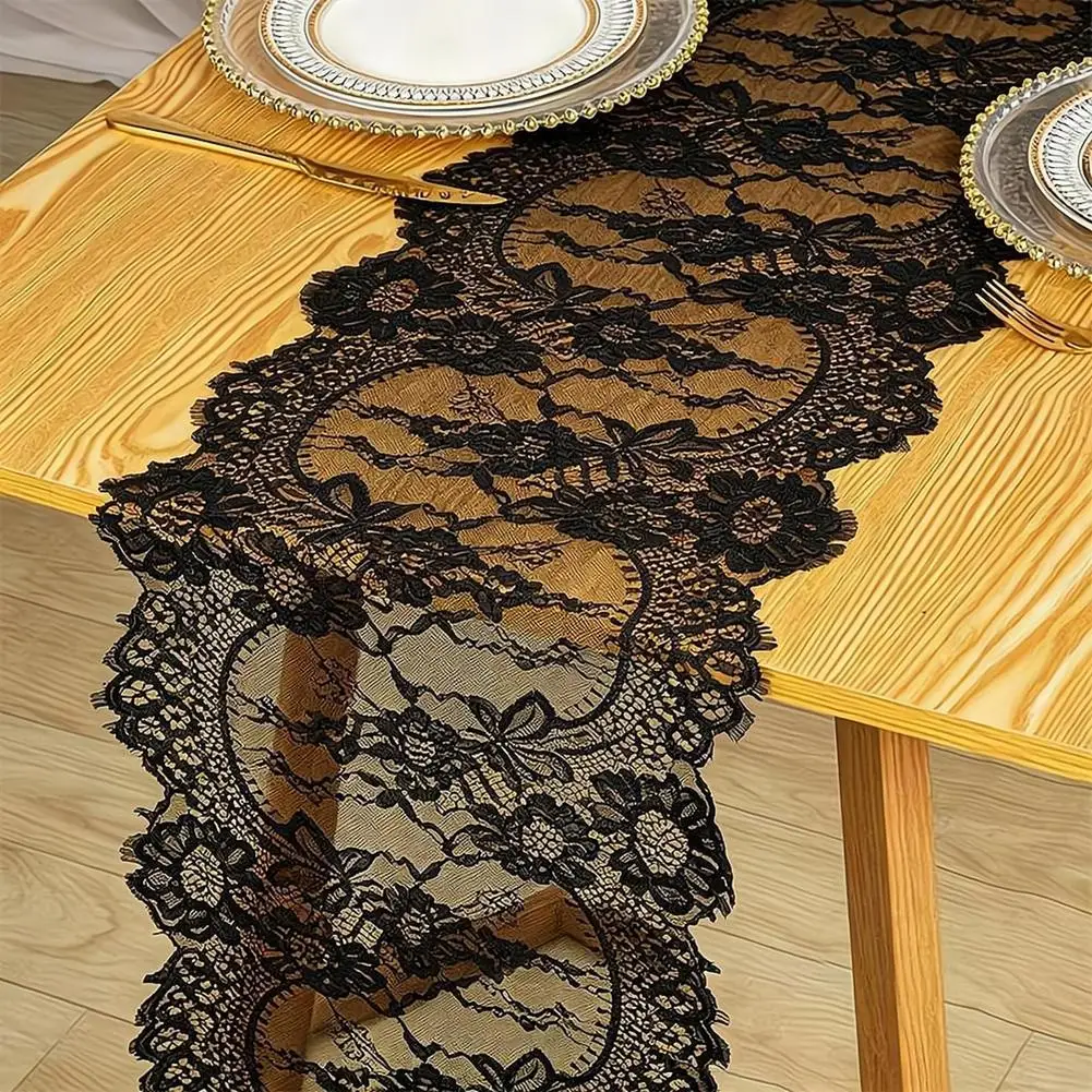 3m Embroidered Floral Lace Table Runner Vintage White Dining Table Decorations Table Cover For Wedding Party
