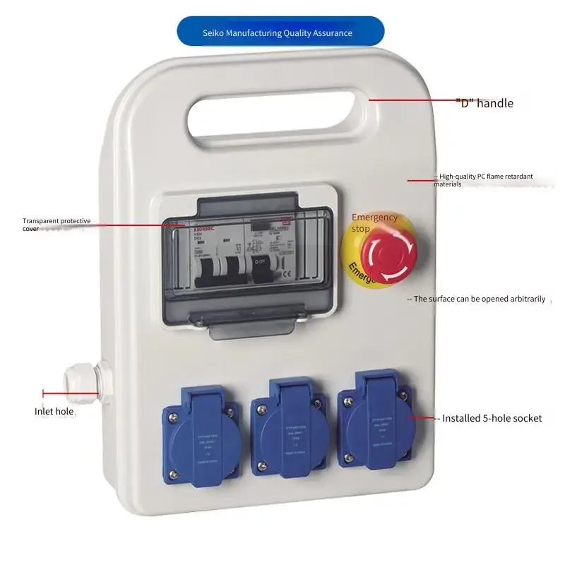 Flame-Retardant Waterproof Outdoor Inspection Box Complete Set Five-Hole Industrial 220V Power Box for Safety Electrical Use