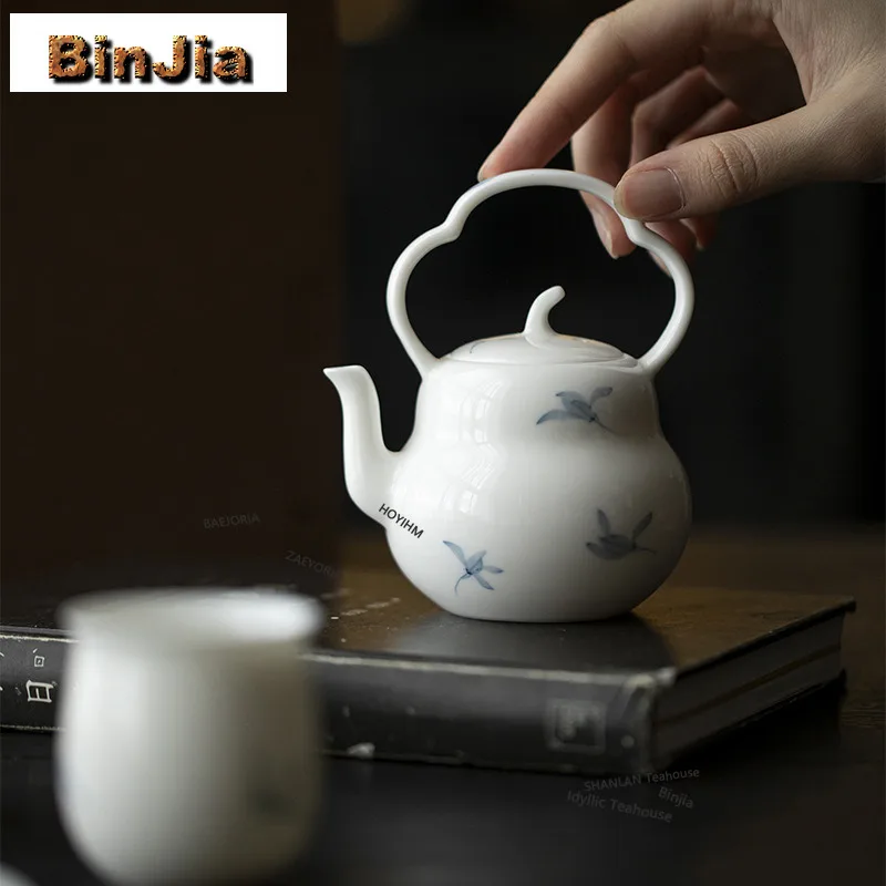 BAEJORIA Gourd Loop-handled Teapot Set Orchid Creative Autumn Water Orchid Master Cups With Gift Box 1 Pot 2 Cups Teaware Craft