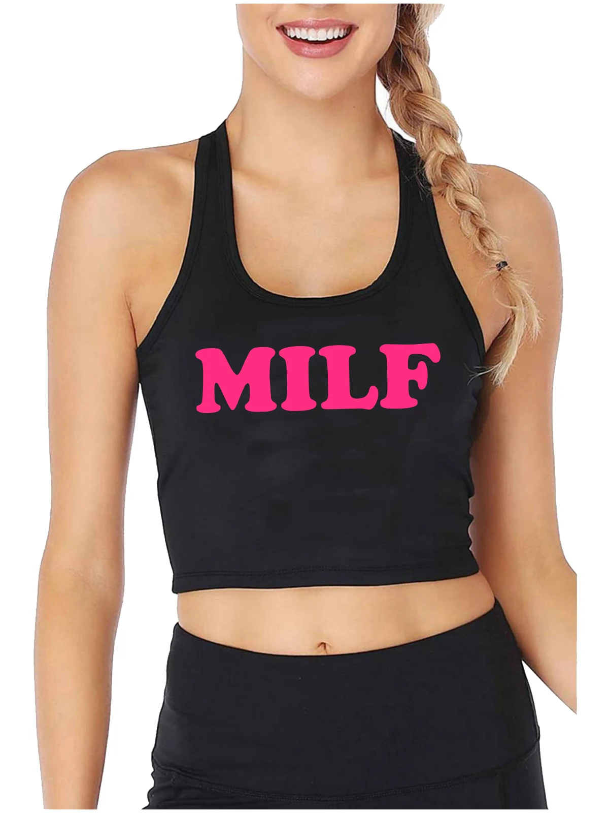 Milf Design Sexy Slim Fit Crop Top Hotwife Humor Fun Flirting Style Tank Top Women's Fitness Training Camisole