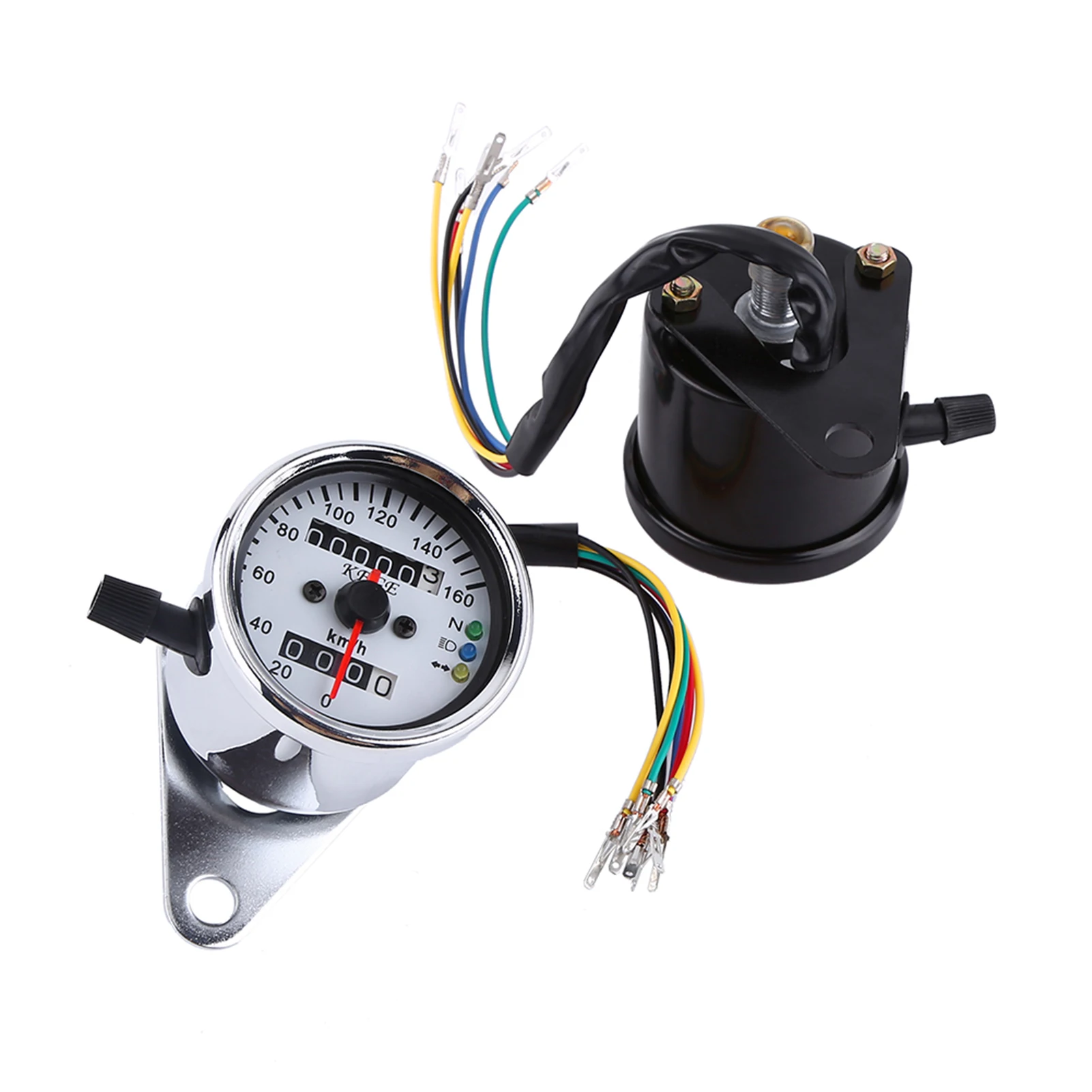 1pc Universal Motorcycle Odometer Speedometer Gauge Signal Dual Digital Display KM/H Universal Speedometer