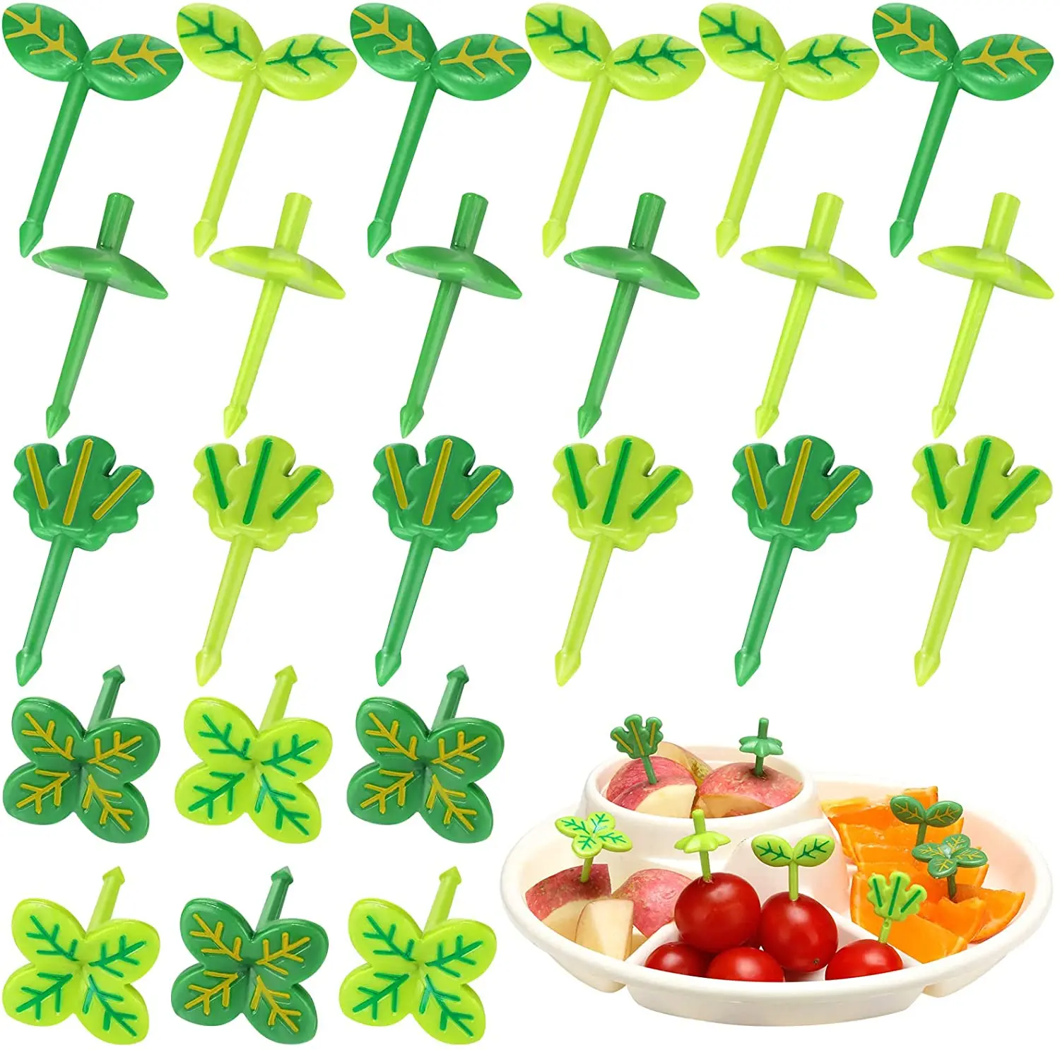 8pcs Fruit Fork Toothpick Four-leaf Clover Plastic Decoration Lunch Box Bento Food Picks Dessert Fork Bento Box Accessories