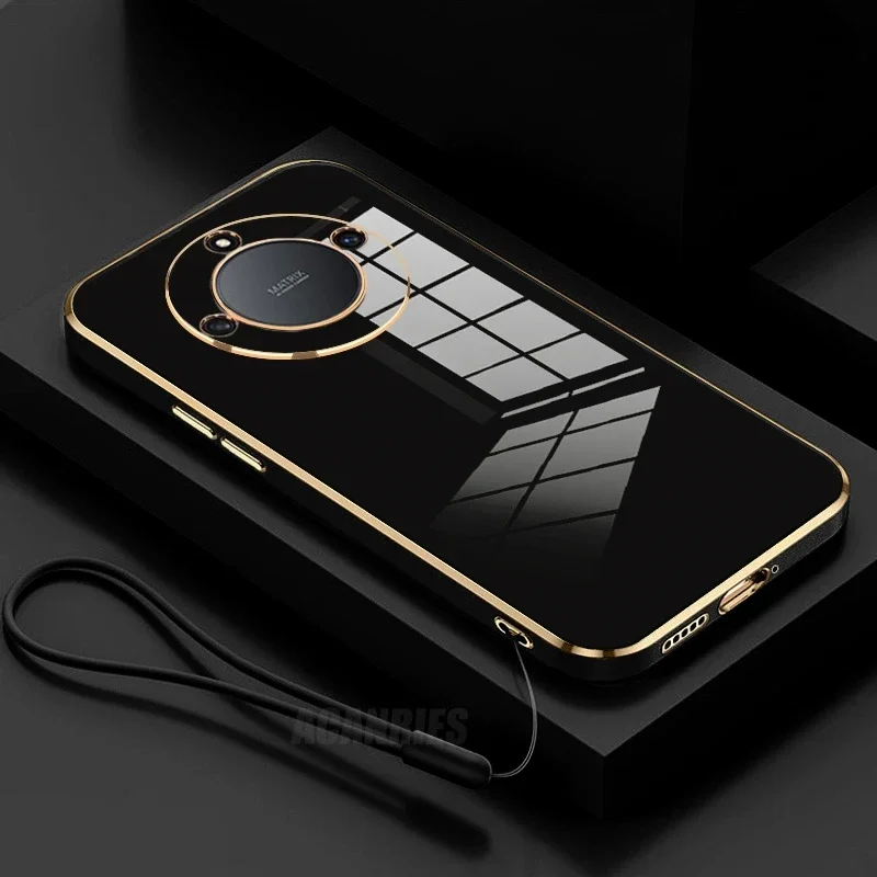 

Magic5lite Luxury Plating Lanyard Silicone Case For Honor Magic 5 6 Magic5 Magic6 Lite X9a X9b 90 70 Pro Shockproof Soft Cover